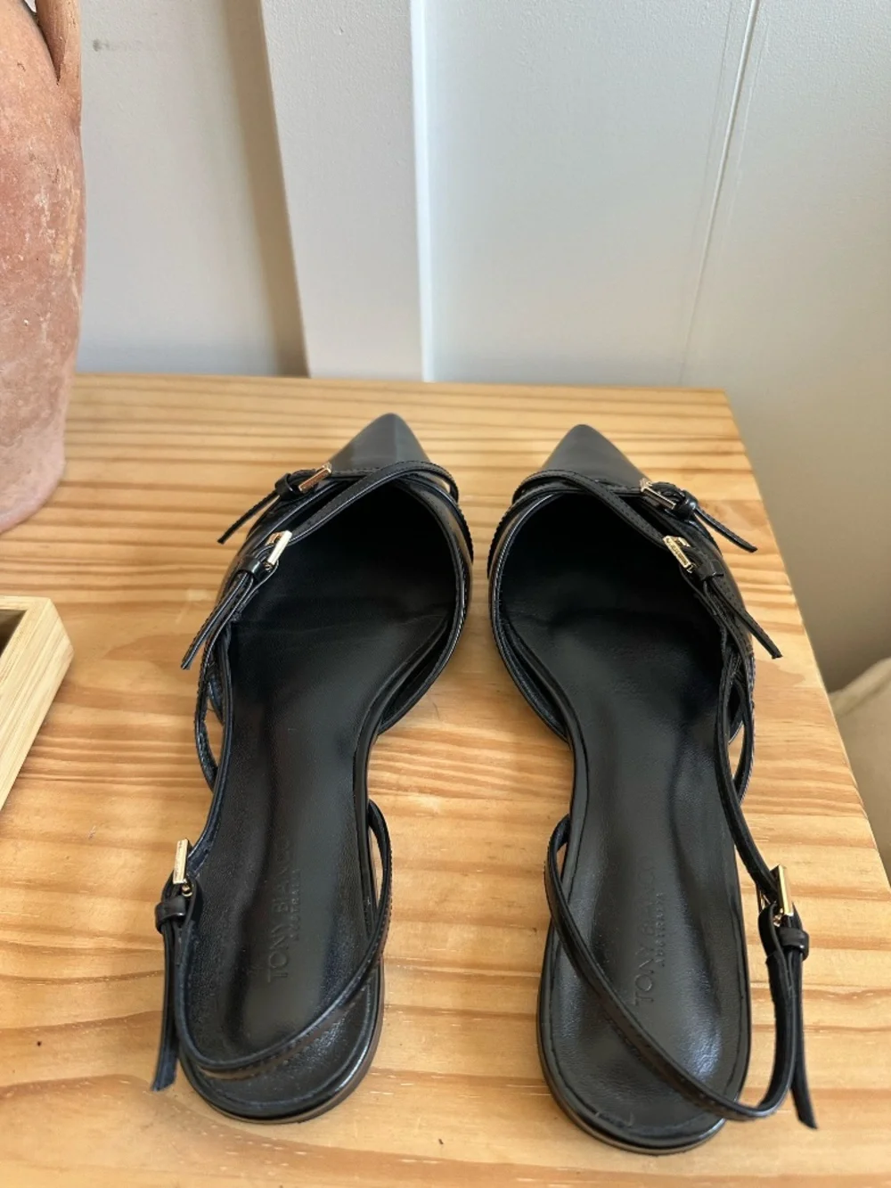 Tony Bianco black patent strappy flats